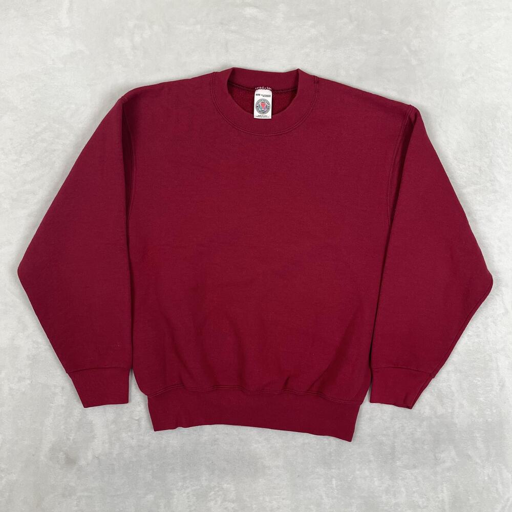 Vintage MunsingWear Sweatshirt Mens Medium Red Blank Crewneck Pullover USA